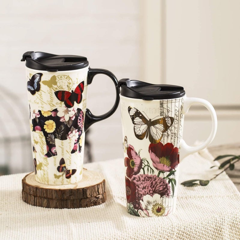Topadorn Ceramic Travel Mug 17 oz. Coffee Latte Cup with Sealed Lid and Gift Box, Perfect for Coffee and Tea, 2 pack - Image 2